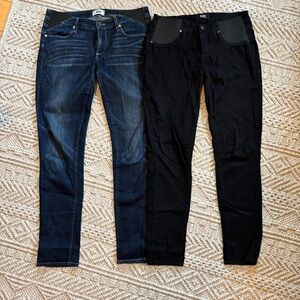 PAIGE Women's Maternity Skinny Jeans in Dark Blue and Black -size 28